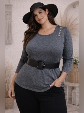 🌸5/$25🌸 Sese Code Charcole Button Tunic Top | L